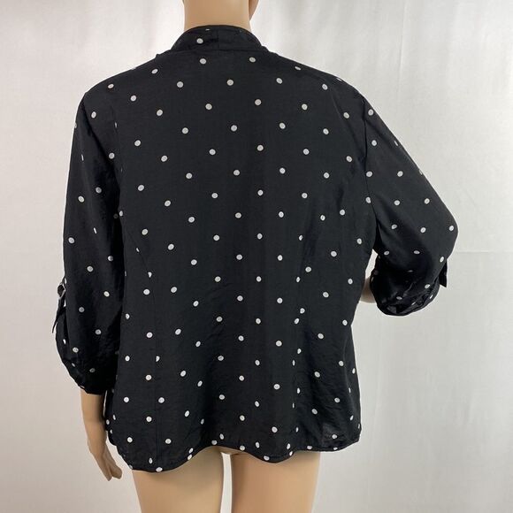 Chico’s black & white polka dot open front cardigan size M - Picture 4 of 7